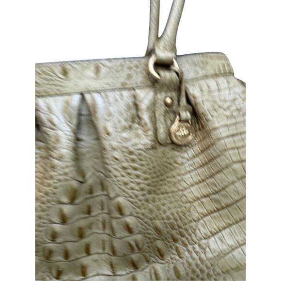 Brahmin Elouise Womens Chartreuse Croc Embossed Leather Shoulder Bag Satchel - Picture 4 of 16